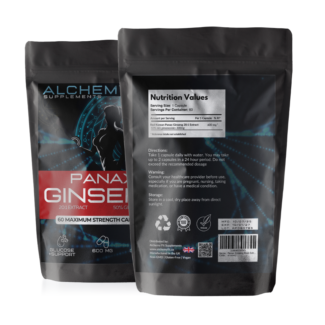 Panax Ginseng Root Extract Capsules | 600mg | 7-10% Ginsenosides | Mood, Stress, & Vitality
