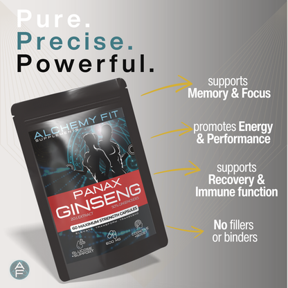 Panax Ginseng 500mg | 20:1 Korean Red Ginseng Extract | Energy, Focus & Adaptogen | Vegan Capsules