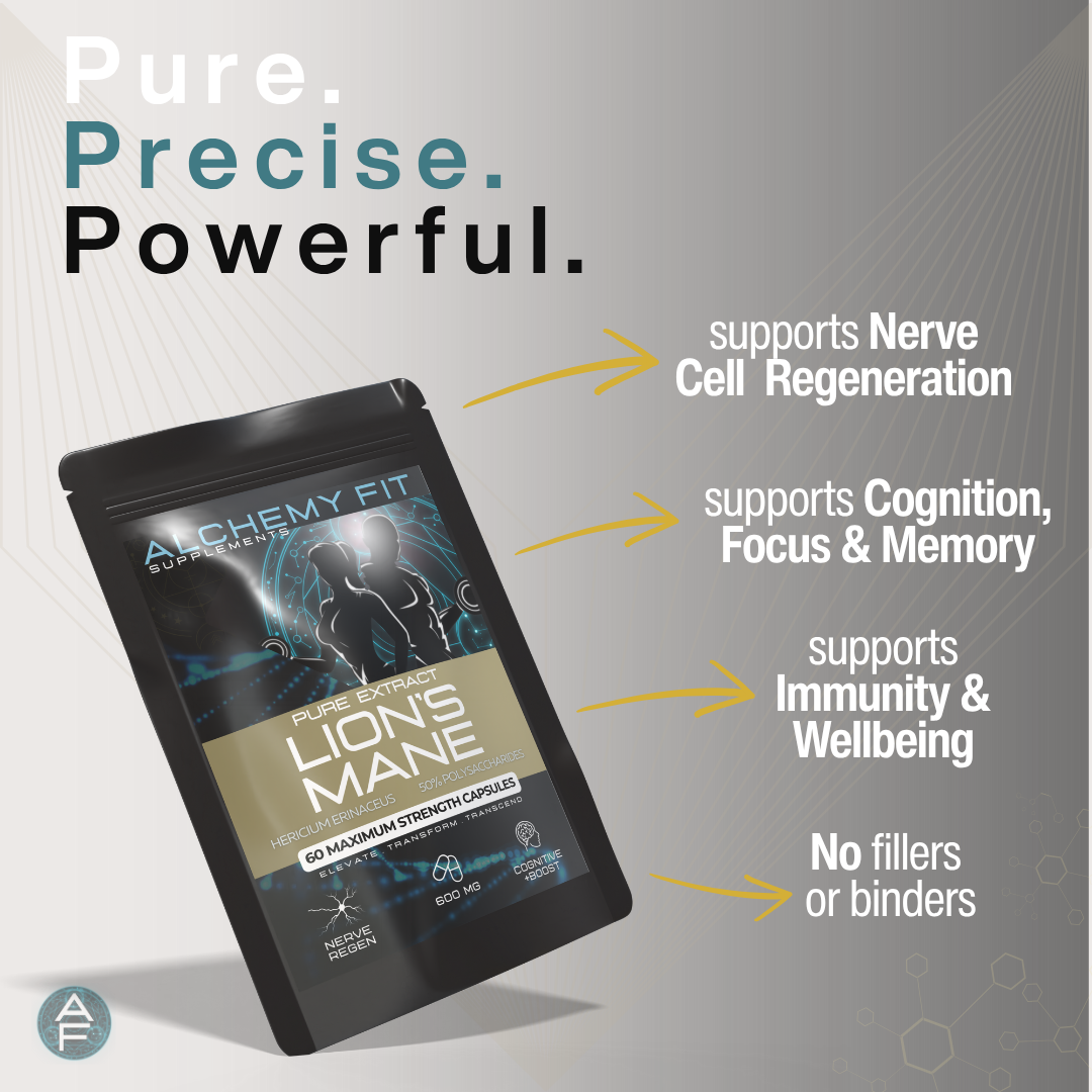 Lion’s Mane Mushroom 500mg – 20:1 Herbal Extract | Hericium Erinaceus | Vegan Capsules