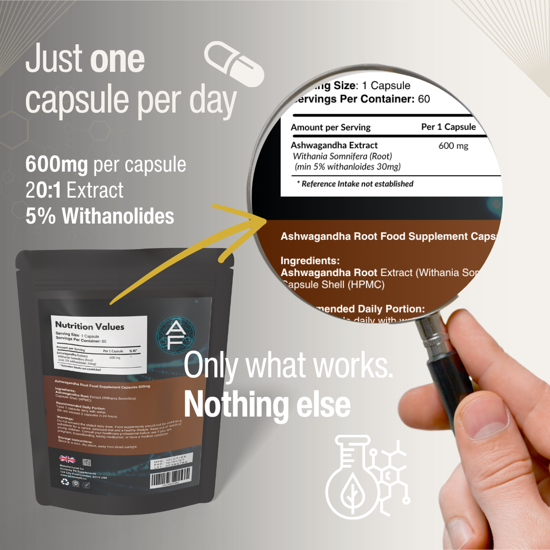 Ashwagandha 600mg – 10:1 Herbal Extract | Withania Somnifera | Vegan Capsules