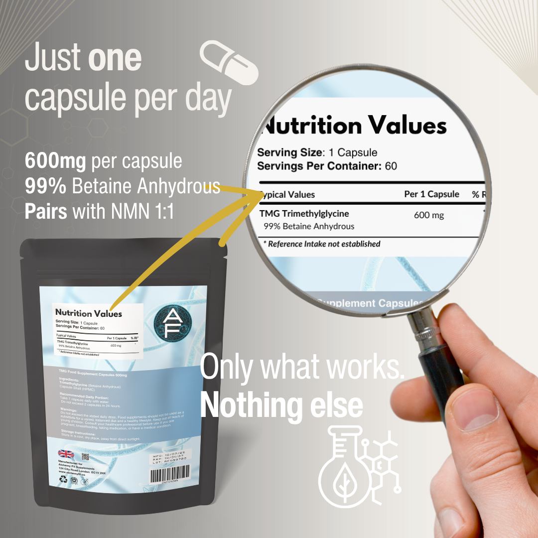 Trimethylglycine (TMG) Betaine Anhydrous 600mg – Pure Vegan Supplement