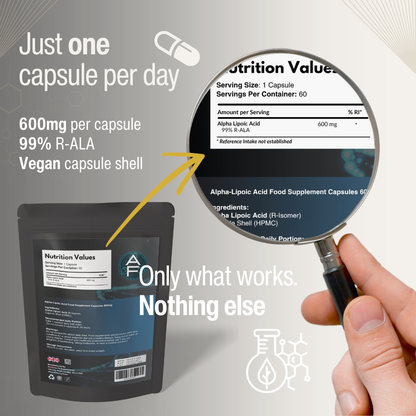 Alpha Lipoic Acid 600mg – R-ALA | Vegan Capsules