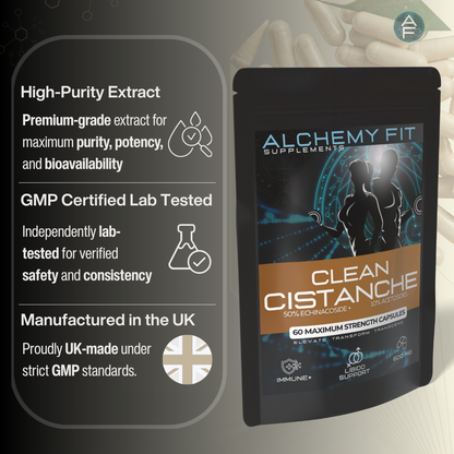 Cistanche 500mg | 20:1 Cistanche Tubulosa Extract | Longevity & Testosterone | Vegan Capsules